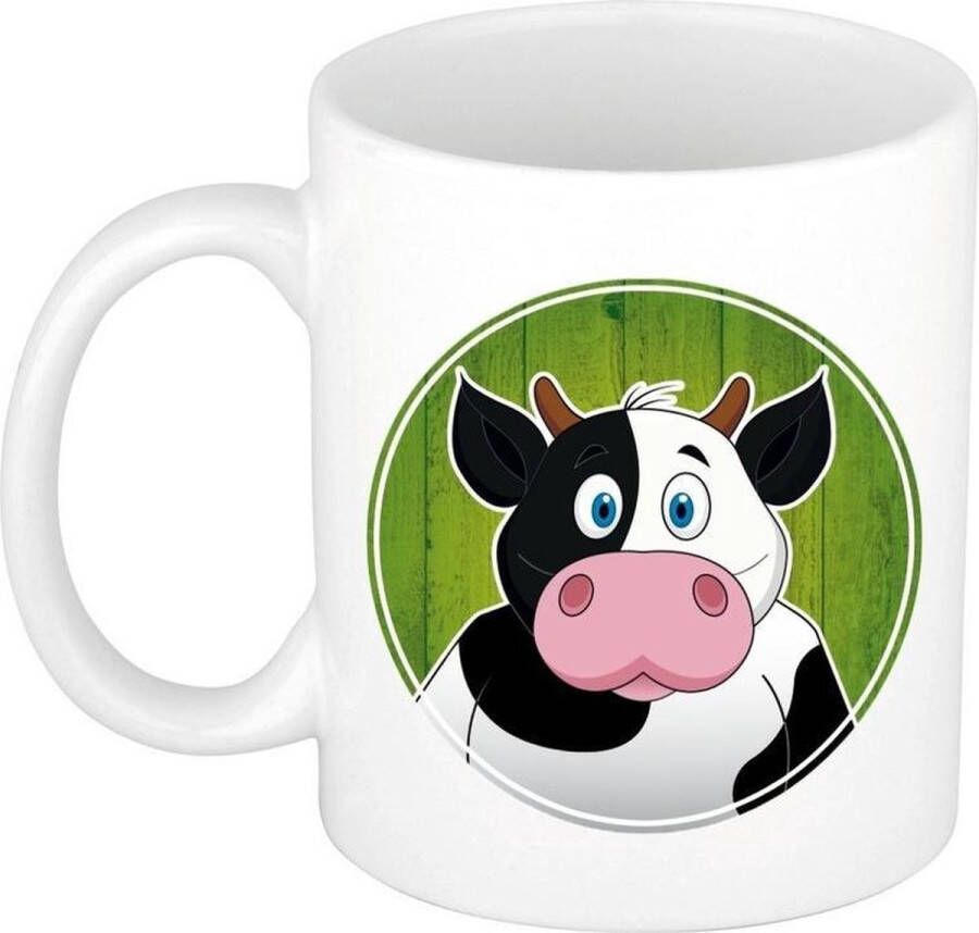 Shoppartners 1x Koeien beker mok 300 ml keramiek koe dieren bekers voor kinderen