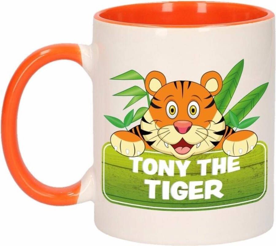 Shoppartners 1x Tony the Tiger beker mok oranje met wit 300 ml keramiek tijger bekers