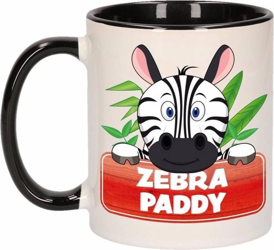 Shoppartners 1x Zebra Paddy beker mok zwart met wit 300 ml keramiek zebra bekers