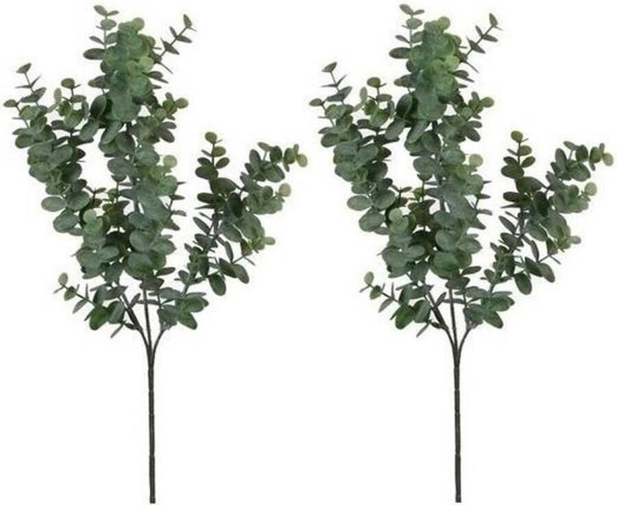 Shoppartners 2x Grijs groene Eucalyptus kunsttak kunstplant 65 cm Kunstplanten kunsttakken Kunstbloemen boeketten