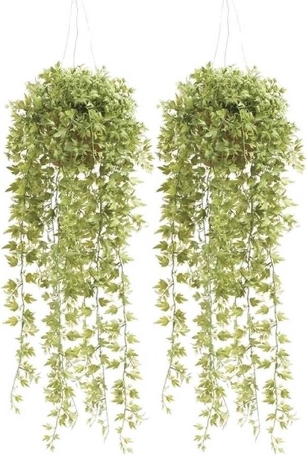 Shoppartners 2x Groene Hedera klimop kunstplant 50 cm in hangende pot Kunstplanten nepplanten