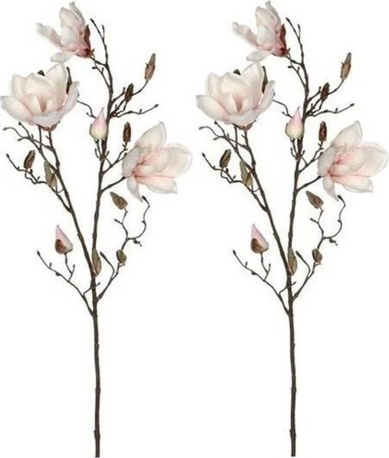 Shoppartners 2x Licht roze Magnolia beverboom kunsttak kunstplant 90 cm Kunstplanten kunsttakken Kunstbloemen boeketten