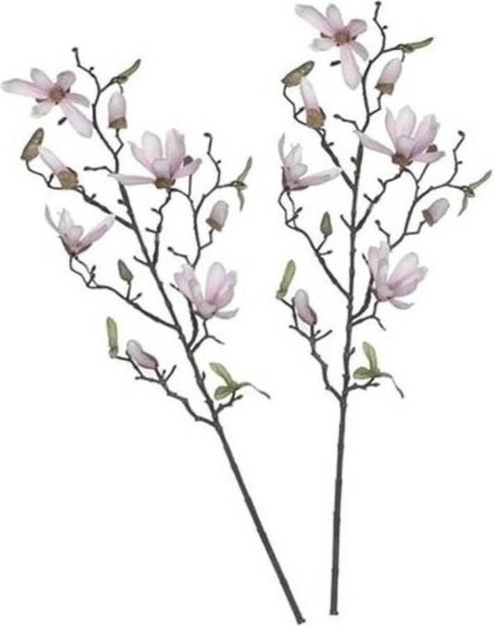 Shoppartners 2x Licht roze Magnolia beverboom kunsttakken kunstplanten 80 cm Kunstplanten kunsttakken Kunstbloemen boeketten