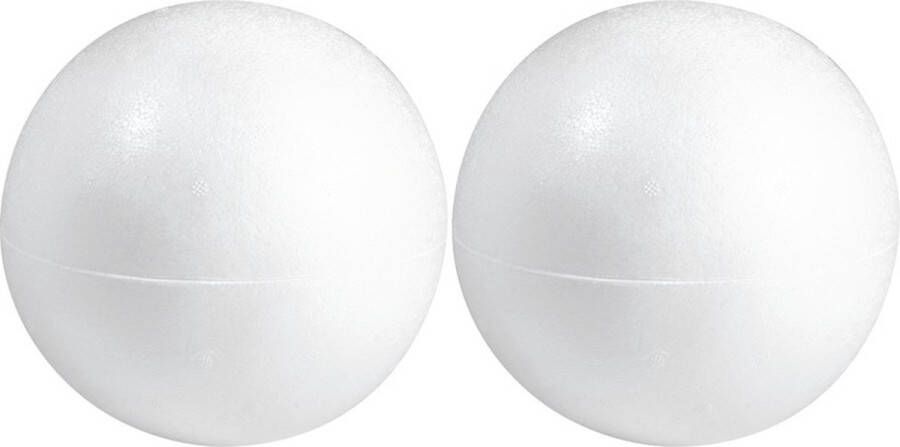 Shoppartners 2x Stuks hobby DIY holle piepschuim bal bol 15 cm 2 halve schalen Knutselen basis materialen Hobby materiaal