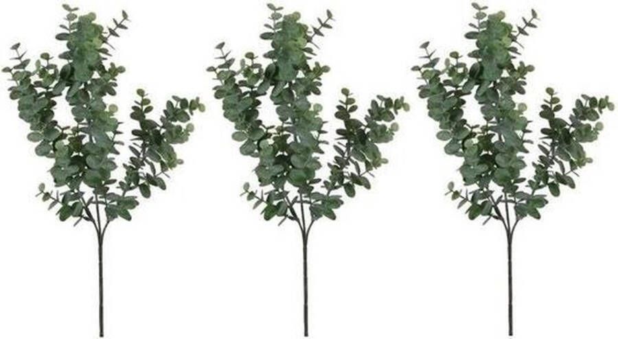Shoppartners 3x Grijs groene Eucalyptus kunsttak kunstplant 65 cm Kunstplanten kunsttakken Kunstbloemen boeketten