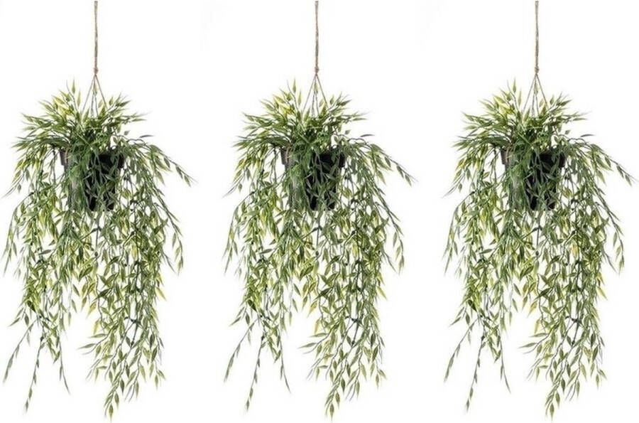 Shoppartners 3x Groene bamboe kunstplant 50 cm in pot Kunstplanten nepplanten
