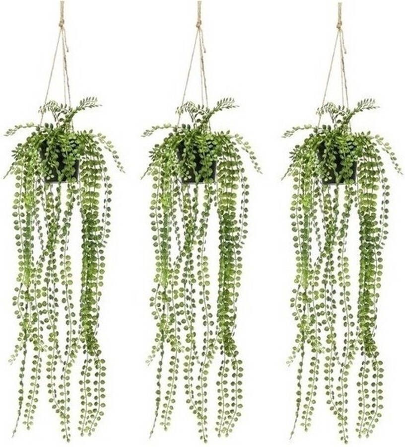 Shoppartners 3x Groene Ficus Pumila kunstplant 60 cm in pot Kunstplanten nepplanten