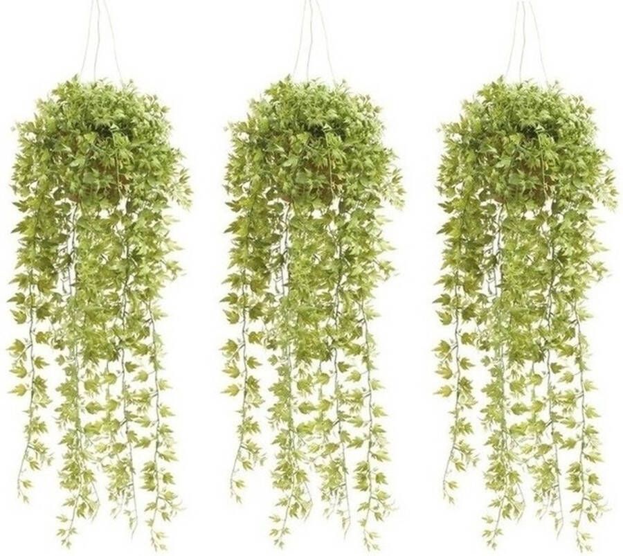 Shoppartners 3x Groene Hedera klimop kunstplant 50 cm in pot Kunstplanten nepplanten