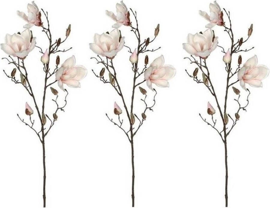 Shoppartners 3x Licht roze Magnolia beverboom kunsttak kunstplant 90 cm Kunstplanten kunsttakken Kunstbloemen boeketten