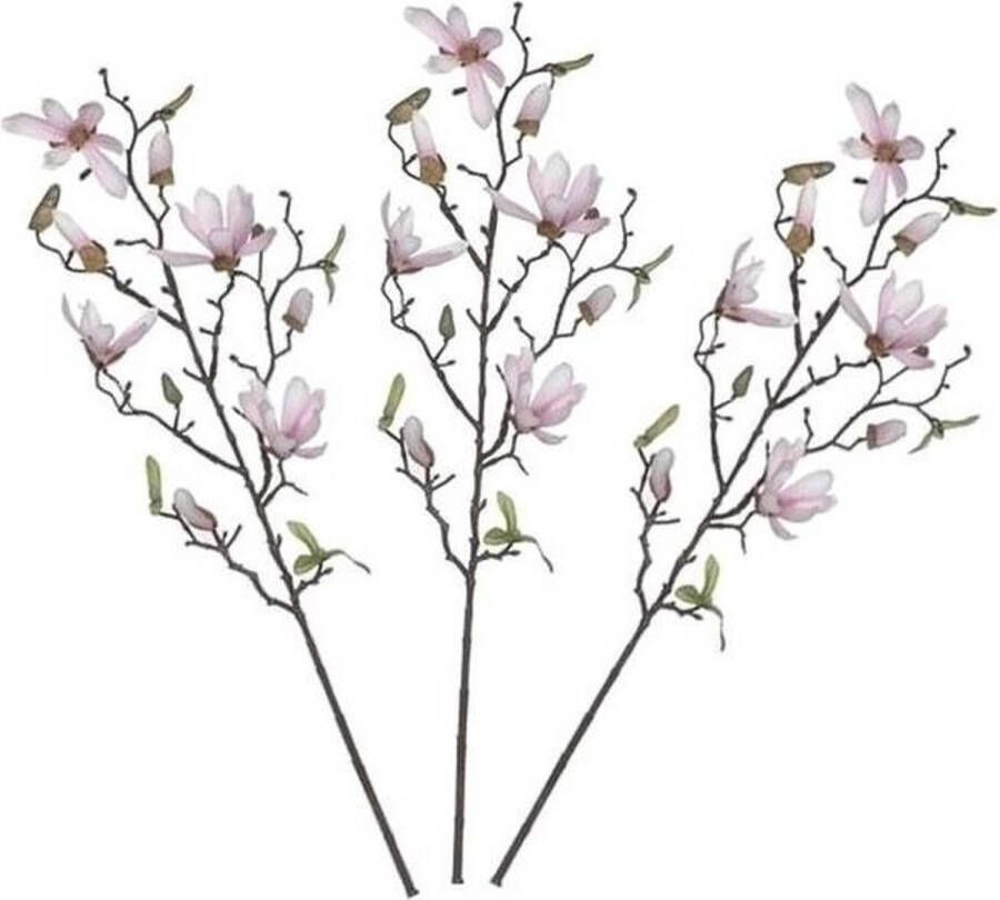 Shoppartners 3x Licht roze Magnolia beverboom kunsttakken kunstplanten 80 cm Kunstplanten kunsttakken Kunstbloemen boeketten
