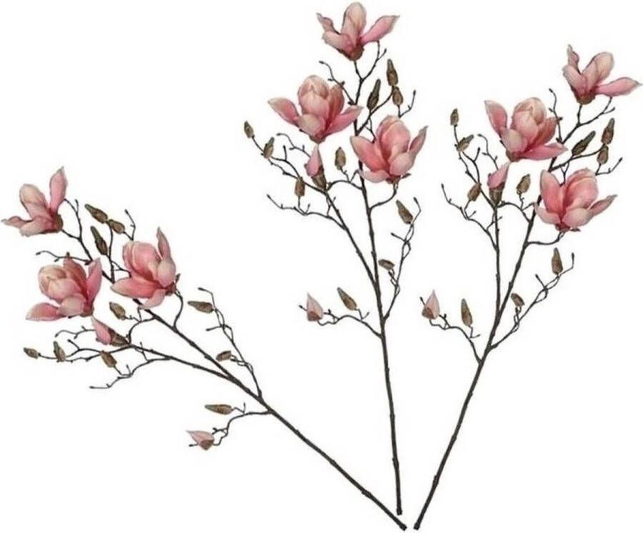 Shoppartners 3x Roze Magnolia beverboom kunsttakken kunstplanten 90 cm Kunstplanten kunsttakken Kunstbloemen boeketten