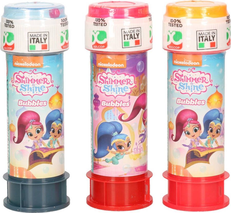 Shoppartners 3x Shimmer and Shine bellenblaas flesjes met spelletje 60 ml voor kinderen Uitdeelspeelgoed Grabbelton speelgoed