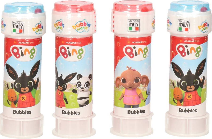 Shoppartners 4x Bing bellenblaas flesjes met spelletje 60 ml voor kinderen Uitdeelspeelgoed Grabbelton speelgoed