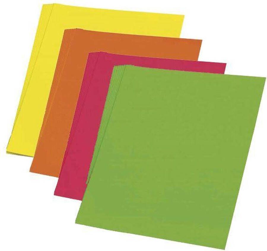 Shoppartners 5x Fluor kleur karton groen 48 x 68 cm Hobby karton Kartonnen vellen hobby knutselmateriaal