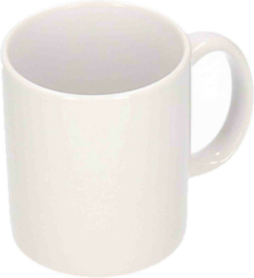 Shoppartners 6x Set van onbedrukte witte koffie mokken 300 ml met kartonnen opbergdoosjes met venster 12 x 9 cm