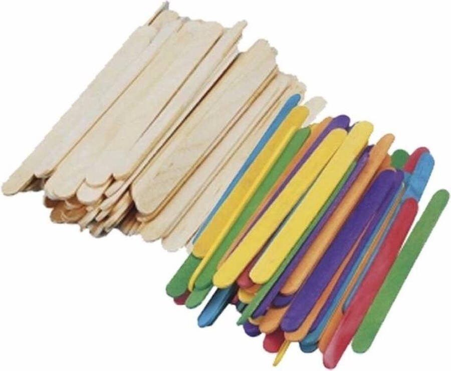Merkloos Houten knutsel ijsstokjes set Houten knutselstokjes