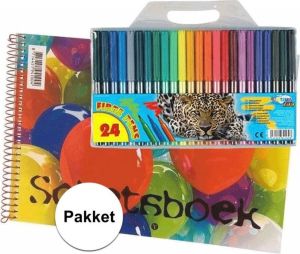 Merkloos A4 Schetsboek Inclusief Viltstiften Tekendozen