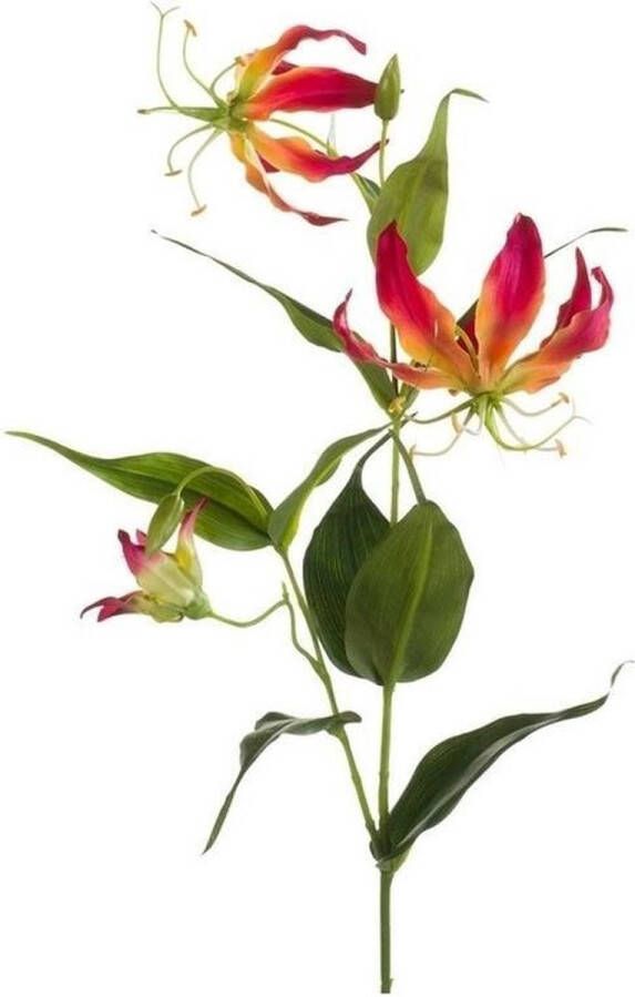 Merkloos 1x Kunstplanten Gloriosa Klimlelie 75 cm decoratie Kunstbloemen