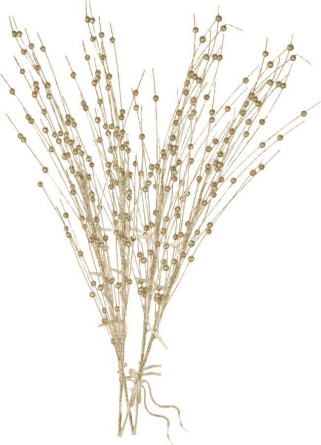 Kerstversiering gouden glitter kunsttak 76 cm met LED verlichting batterijen Warm wit Kerstdecoratie Kunstbloemen kunsttakken kunstplanten