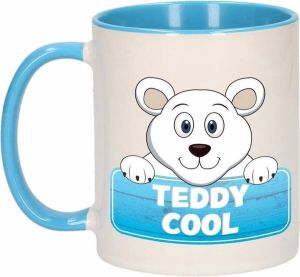 Shoppartners Kinder ijsberen mok beker Teddy Cool blauw wit 300 ml
