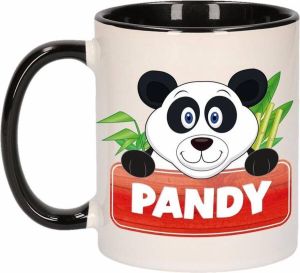 Shoppartners Kinder pandabeer mok beker Pandy zwart wit 300 ml