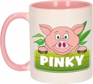 Shoppartners Kinder varkens mok beker Pinky roze wit 300 ml