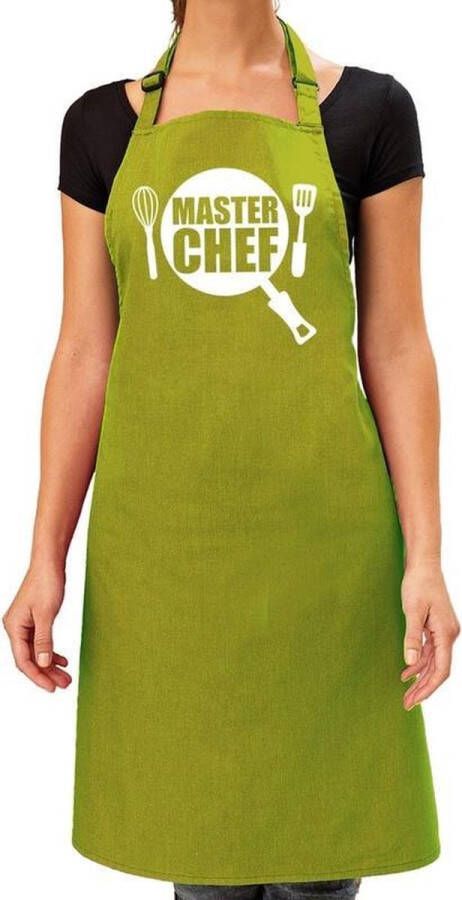 Shoppartners Master chef barbeque schort keukenschort lime groen voor dames bbq schorten