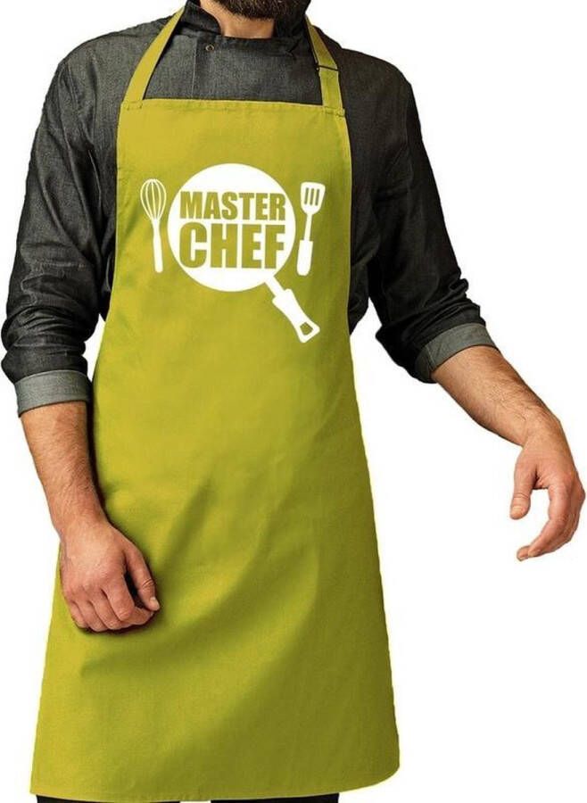 Shoppartners Master chef barbeque schort keukenschort lime groen voor heren bbq schorten