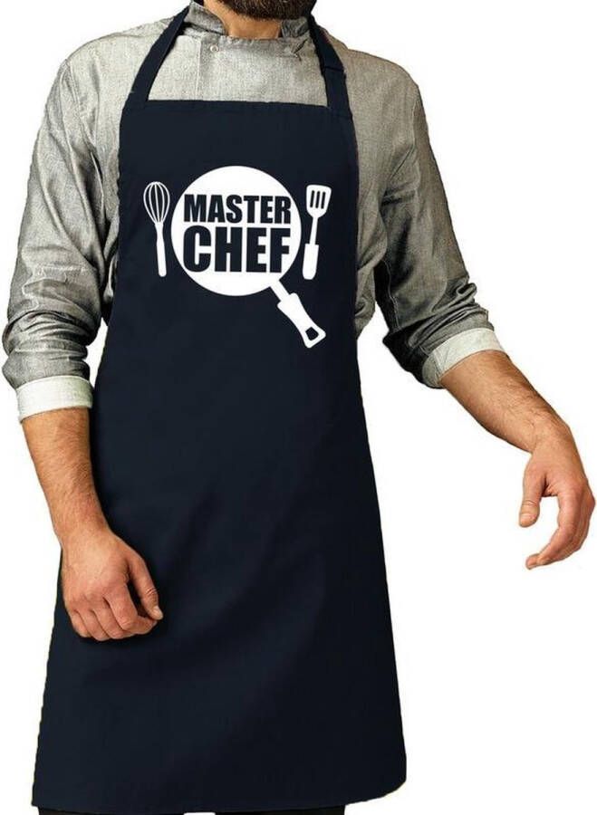 Shoppartners Master chef barbeque schort keukenschort navy blauw voor heren bbq schorten