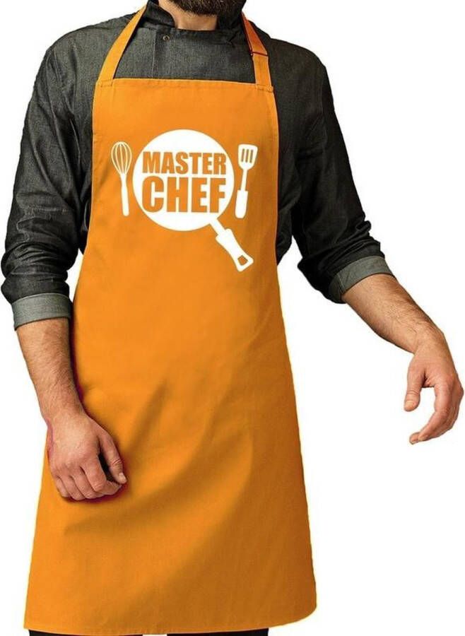 Shoppartners Master chef barbeque schort keukenschort oker geel voor heren bbq schorten