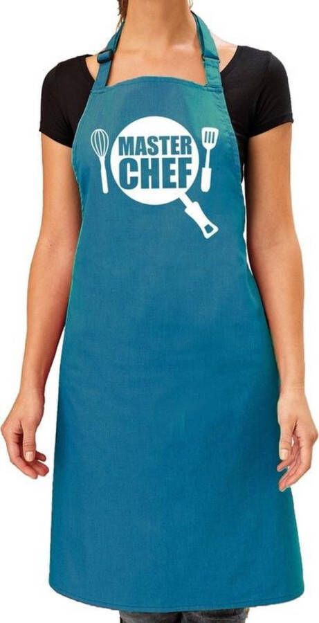 Shoppartners Master chef barbeque schort keukenschort turquoise blauw voor dames bbq schorten