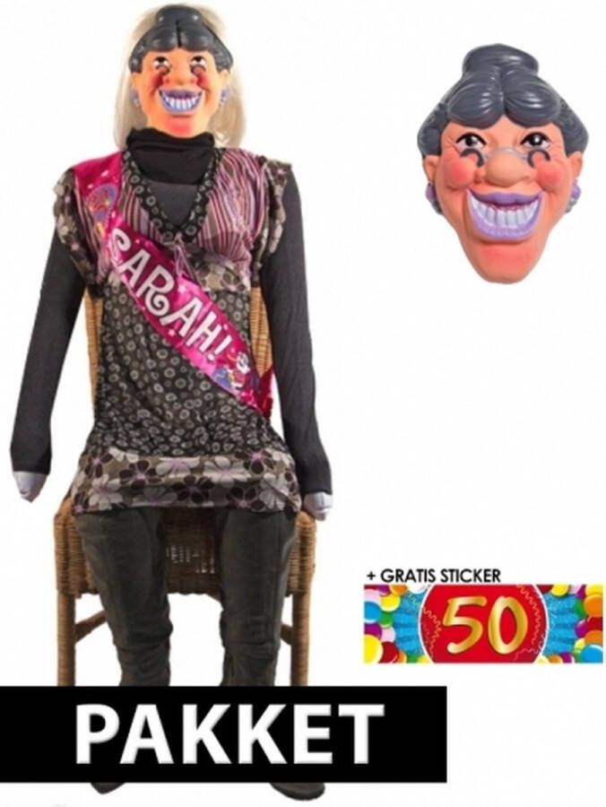 Merkloos Sarah 50 jaar pop en masker 140 cm Opblaasfiguren