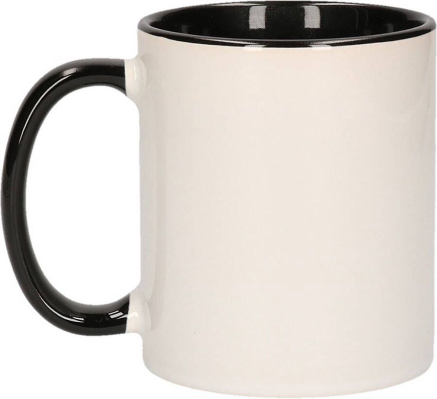 Shoppartners Wit met zwarte blanco koffie mok beker 300 ml