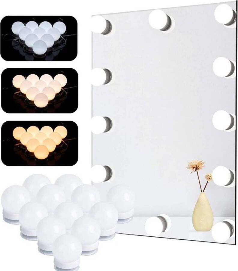 Shoppee Make up spiegel met led lampen Led Gloeilampen Ijdelheid Verlichting Usb 12V Badkamer Kaptafel Verlichting Dimbaar Led Ijdelheid Licht Voor Spiegellicht