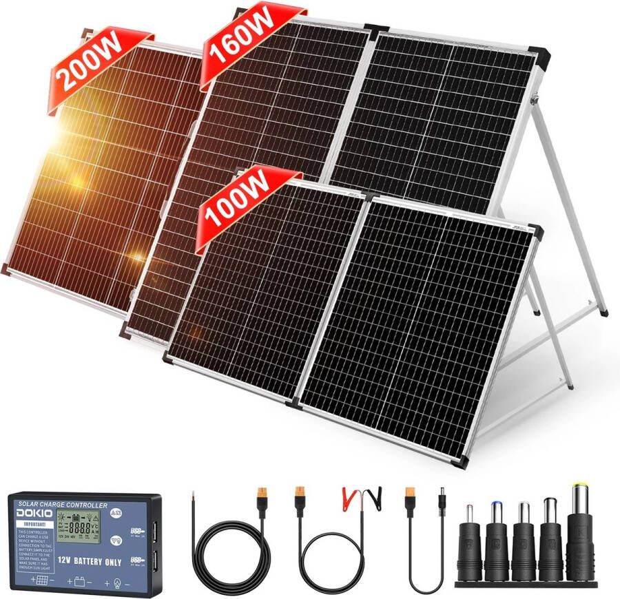 Shoppee Zonnepanelen set Zonnepanelen met stekker Hoge Kwaliteit Dubbele Zonnepanelen Compleet Pakket met Stekker en Accu Zonnepanelen Plat Dak Voor Thuis Camper en Camping Zonnepaneel Opvouwbaar Power Pac