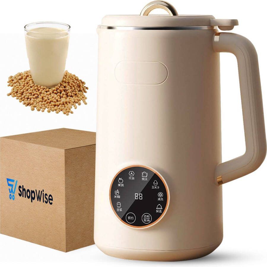 ShopWise 8 In 1 Blender 8 Programma's 1000ml Soepmaker Smoothie Maker Timer Functie Reinigings Functie Thee Thermosbeker Thermoskan Staafmixer 600W Mini Blender Digitaal Receptenboekje