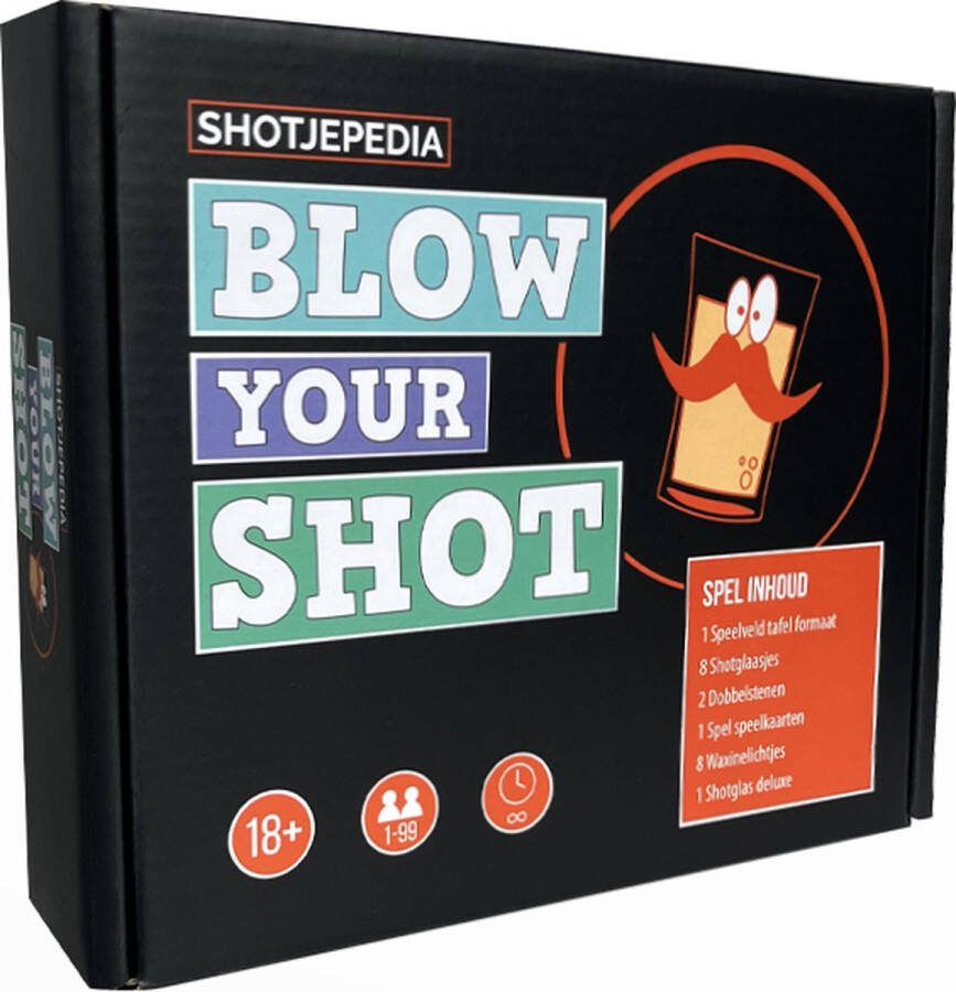 Shotjepedia Blow Your Shot Shotjepedia Blow Your Shot Drankspellen Box Gegarandeerd drinkplezier! Drankspel inclusief 9 shotglaasjes