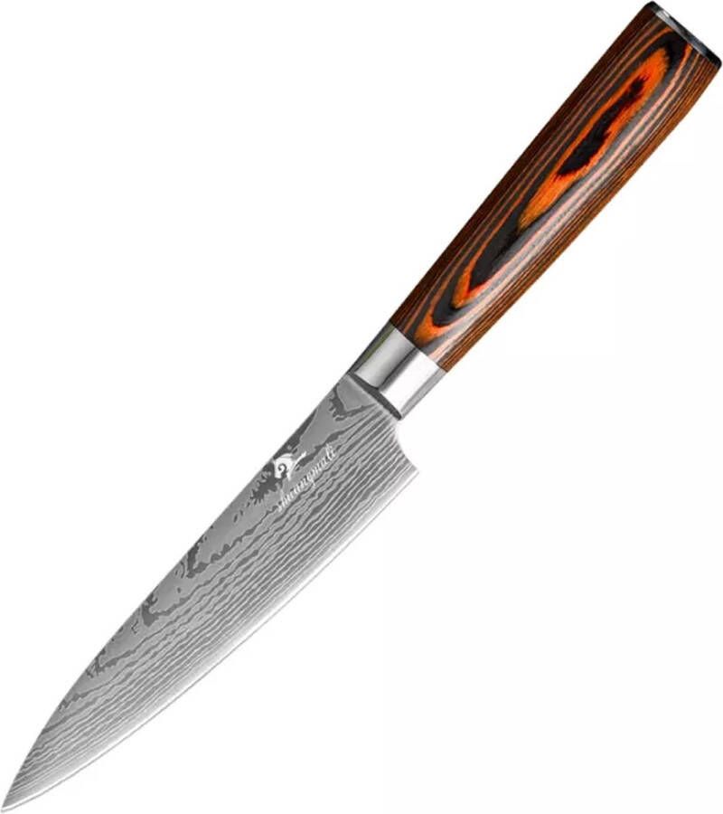 Shuangmali 5 Inch Laser Damascus model Koksmes Pakka Houten handvat Chef's knife Pakka wood