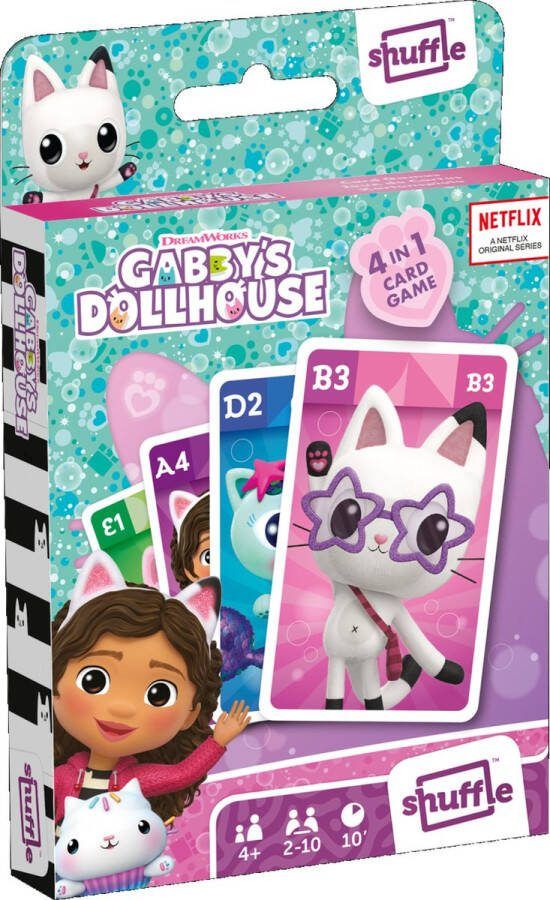 Shuffle Gabby's Poppenhuis 4 in 1 Kaartspellen (Kwartet memo snap actiespel)