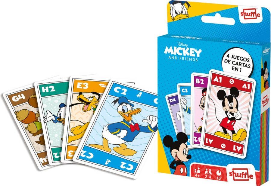 Shuffle Kaartspellen Mickey & Friends 4 in 1 (Kwartet memo snap actiespel)