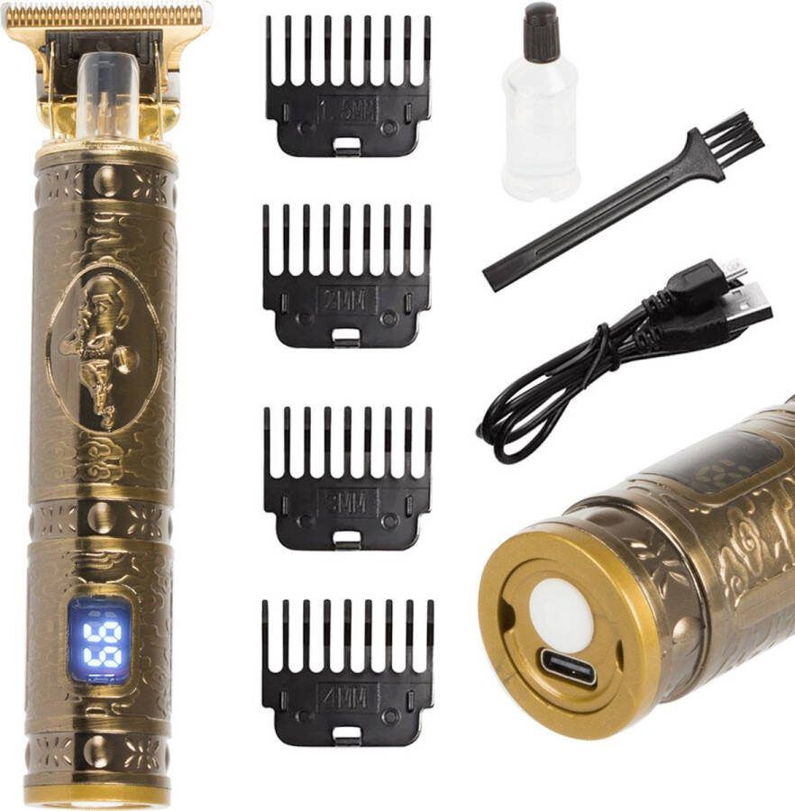 Shuke Barber Detailer Trimmer T-Blade Trimmer Baard en Haartrimmer Draadloos Oplaadbaar Inclusief 4 opzetkammen Buddha Trimmer Baardtrimmer