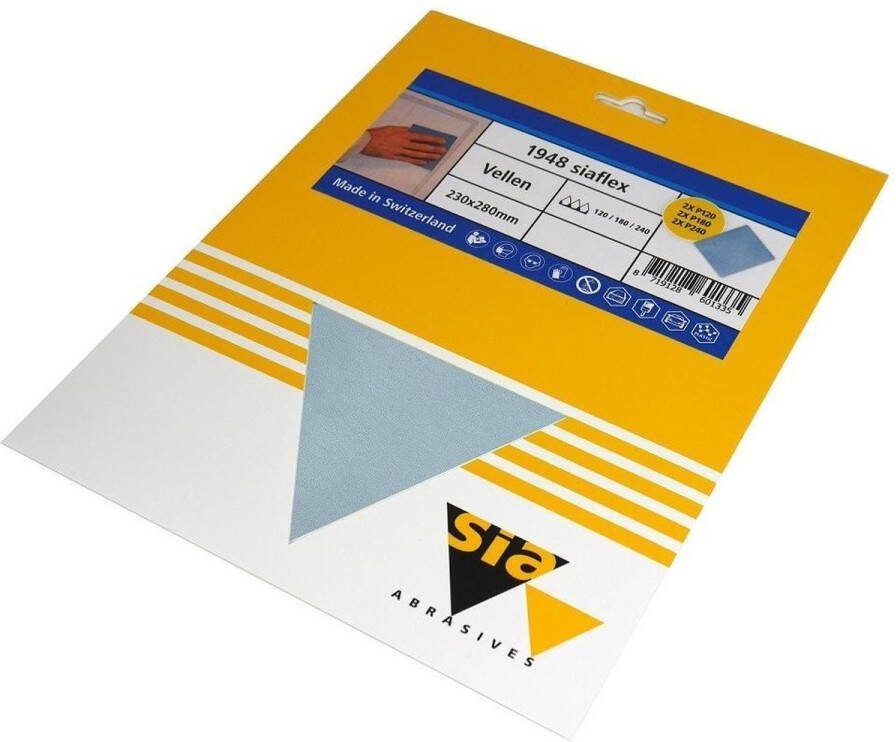 Sia flex schuurpapier handvellen P120+P180+P240 230 x 280 mm. (6 vellen)