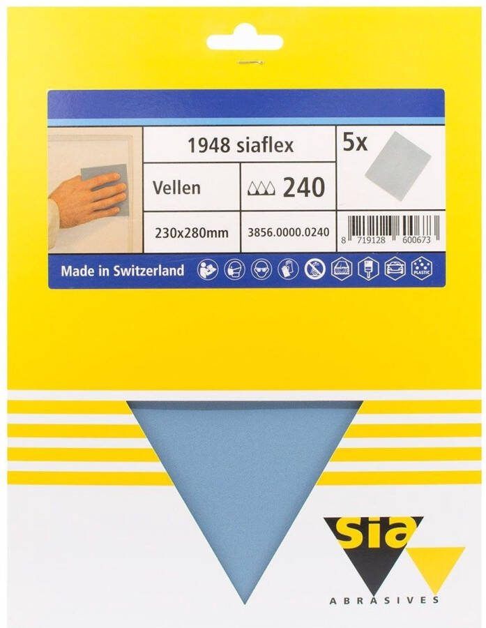 Sia flex schuurpapier handvellen P240 230 x 280 mm. (5 vellen)