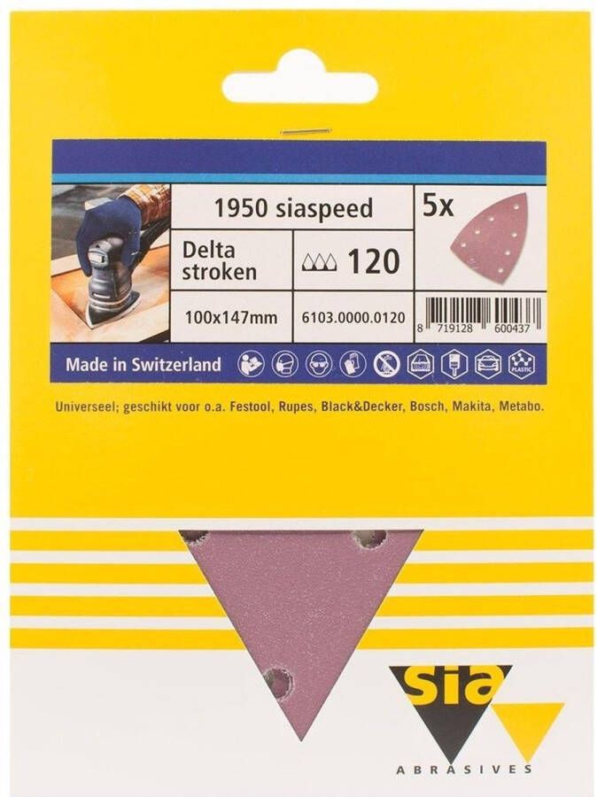 Sia speed schuurpapier delta 7-gaats P150 100 mm. x 147 mm. (5 stuks)