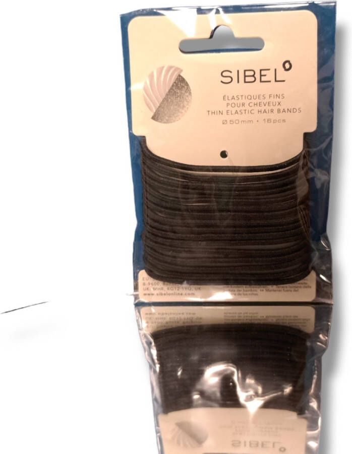 Sibel Thin Elastic Hair Bands Black 16 Stuks