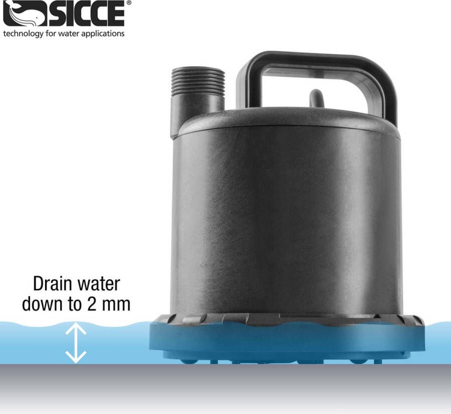 Sicce Ultra Zero Ultra Zero vlakzuigende dompelpomp merk: SICCE 3000 l h vlakzuigpomp tot 2mm
