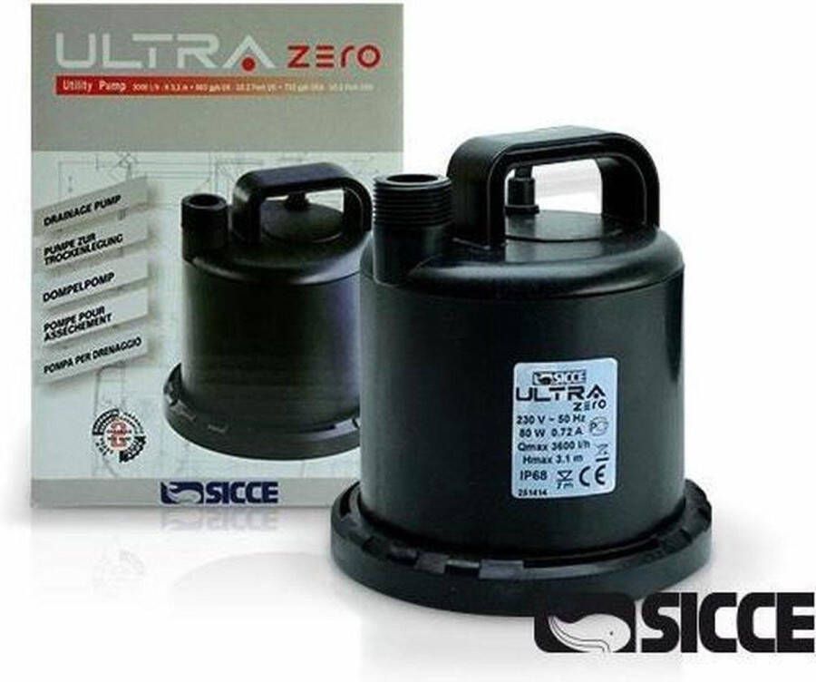 Sicce Ultra Zero Vlakzuiger dompelpomp 3000 l h