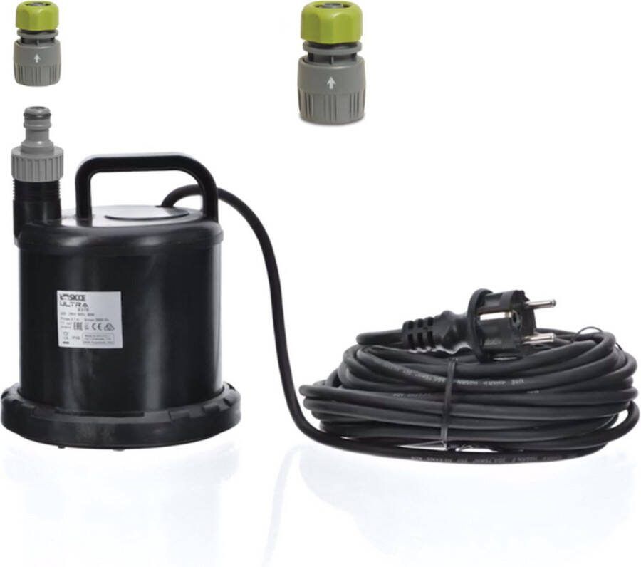 Sicce wateroverlast SET compleet met aansluitkoppelingen voor uw tuinslang Ultra Zero vlakzuiger dompelpomp
