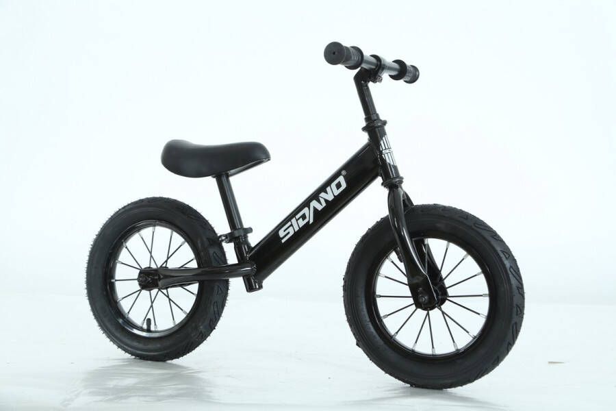 SIDANO Loopfiets voor kinderen 14 inch met luchtbanden Zwart afmetingen 92 x 38.5 x 62 cm (L x B x H) 3 4 5 6 7 jaar jongen en meisjes