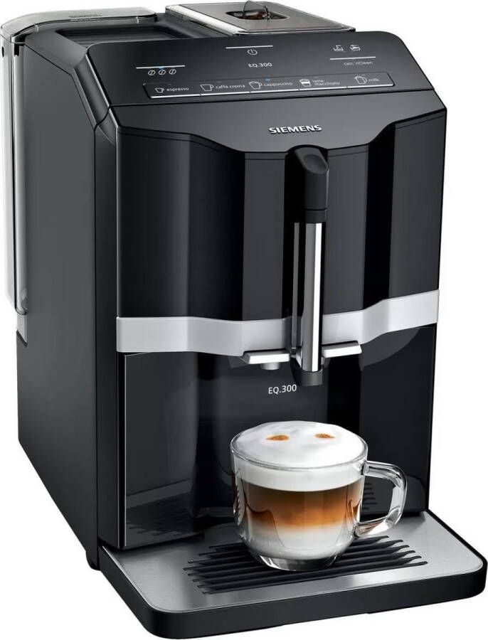 Siemens EQ.300 TI351209RW Volautomatische espressomachine Zwart Zilver